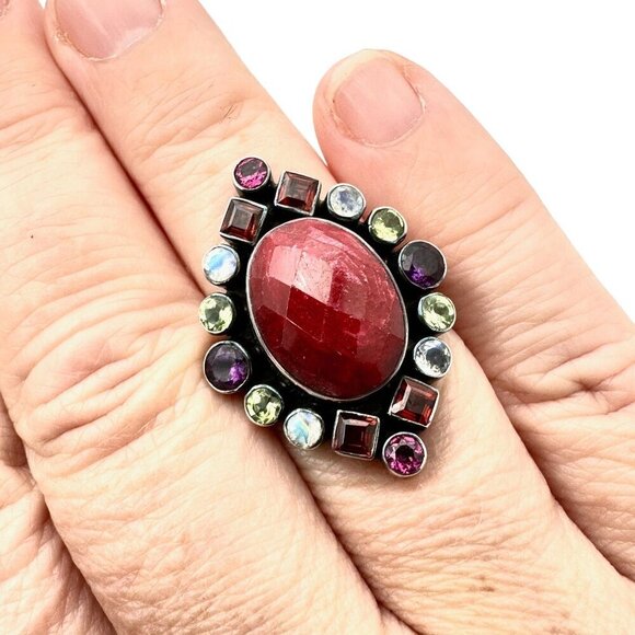 Nicky Butler Womens Ring Sterling Silver Ruby Multi Gemstone Ring Size 10 - Picture 2 of 6